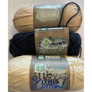 2010 I Love This Yarn Cotton! Lot of 3 Skeins Dark Denim Antique Cream Ivory NEW